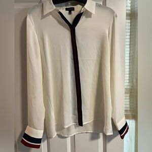 The Limited Cream Blouse with Black and Red Accents